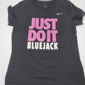 Nike "Just Do It BLUEJACK" National Womens L Golf Athletic Dri-Fit T-Shirt Tiger
